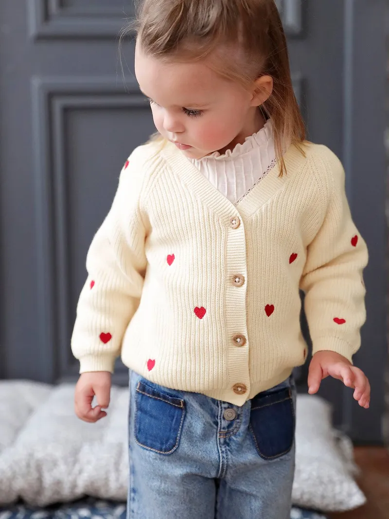 Vertbaudet Vertbaudet Mädchen Baby Strickjacke, Wollweiß, – Produktbild 1 von 4