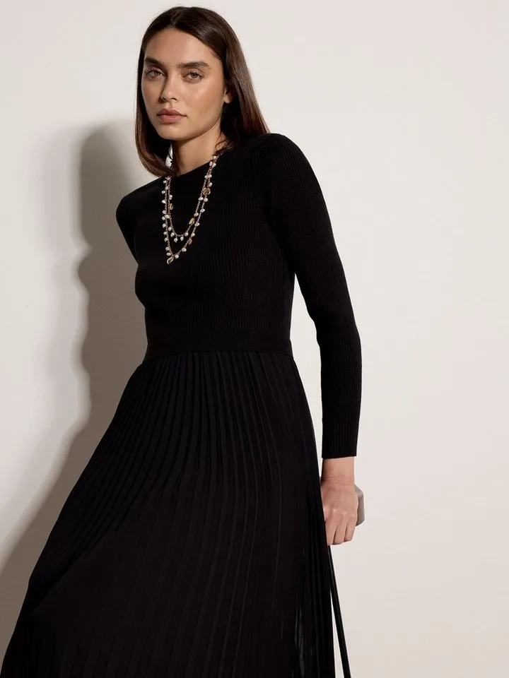 Apricot Apricot Midikleid Wadenlanges Kleid aus geripptem Strick mit Zierknöpfen, Schwarz, – Produktbild 2 von 4