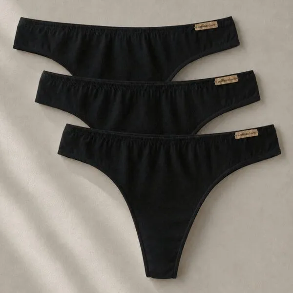 comazo|earth comazo|earth Fairtrade String low cut 3er Pack | GOTS zertifiziert, Schwarz, – Produktbild 1 von 4