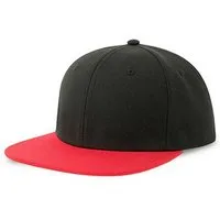 Atlantis Headwear Atlantis Headwear Basecap Kappe Cappy Atlantis Streetwear-Style Flacher Schirm mit Kunststoffverschluss Snap Back, Schwarz/rot, – Produktbild 1 von 1