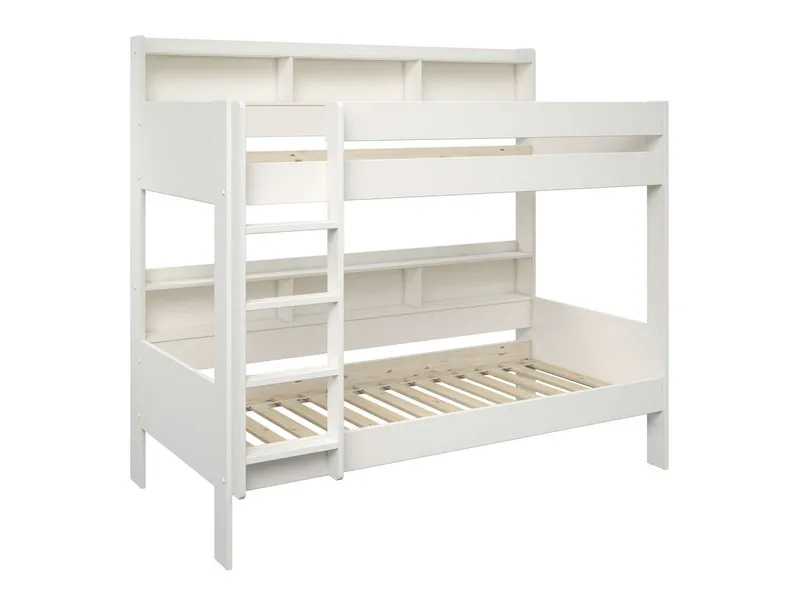 OTTO home Etagenbett JAIME, Stockbett, Leiter links oder rechts montierbar (ca. 186x115x204 Höhe/Breite/Länge), FSC® zertifiziertes Massivholz, viel Stauraum und Abstellfläche, Weiß, – Produktbild 2 von 5