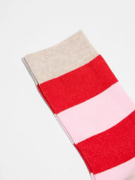 LANIUS LANIUS Socken mit Blockstreifen (GOTS), Red alert/ rose, – Produktbild 2 von 4