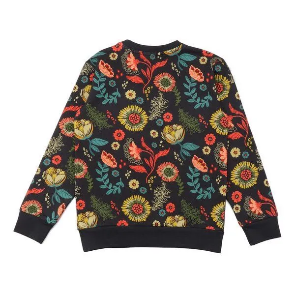 Walkiddy Kinder Sweatshirt GOTS zertifiziert Bio-Baumwolle Anthrazit Blumen-Allover-Print Rundhals – Walkiddy – Produktbild 2 von 2