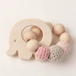 NoniKids Berlin NoniKids Berlin Greifling Beißring Holz *Elefant* | Bio Baumwolle – Produktbild 1 von 1
