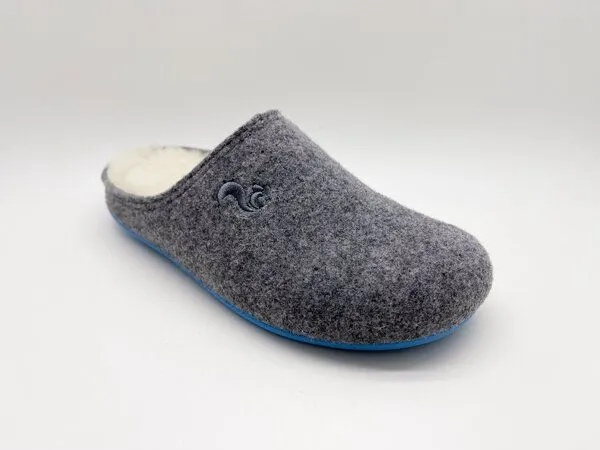 thies thies 1856 ® Recycled Wool Slipper, aus Wolle und Bio-Schurwolle, fair produziert, Grey blue (grau), – Produktbild 2 von 4