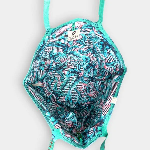 REFISHED fair fashion REFISHED fair fashion Tasche 'SOULMATE COTTON' Limitierte Edition! - upcycelte Fischfuttersäcke, #fish moosgrün/#cotton stripe, – Produktbild 5 von 5