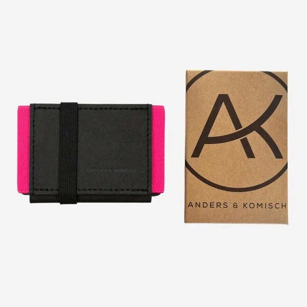 ANDERS & KOMISCH ANDERS & KOMISCH Kleines nachhaltiges Portemonnaie mit Münzfach - A&K MINI CLASSIC, Schwarz/pink, – Produktbild 4 von 4
