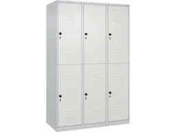 C+P C+P Doppelstock-Spind Classic PLUS, 6 Fächer, 1850x1200x500mm, Lichtgrau/Verkehrsweiß – Produktbild 1 von 1