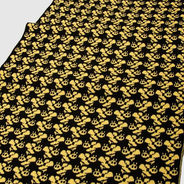 LANARTO slow fashion LANARTO slow fashion Schal Muster 'Biene' zweifarbig gestrickt aus mulesingfreier Merinowolle, Schwarz, – Produktbild 2 von 3