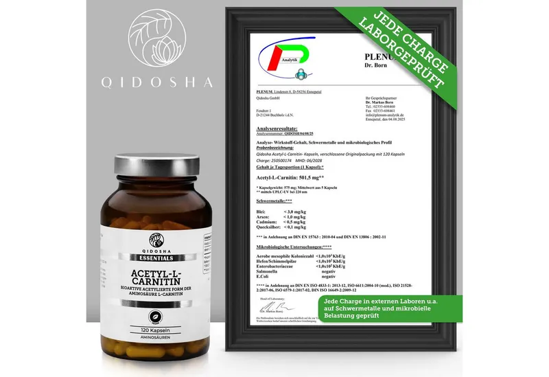QIDOSHA Acetyl L-Carnitin 500 mg Hartkapsel, 1 er 120 St., 72 g, ALCAR Formel – Produktbild 4 von 4