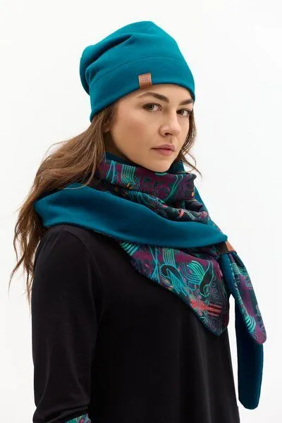 KOKOworld Mütze Twins – Klassische Beanie – Beidseitig – Warm – Fair produziert in EU – KOKOworld, Petrol amanay (mehrfarbig), – Produktbild 4 von 4