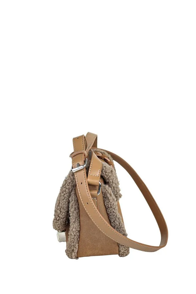 Collezione Alessandro Collezione Alessandro Umhängetasche Cowgirl, im Western Style mit Teddy-Fell, Braun, – Produktbild 5 von 5