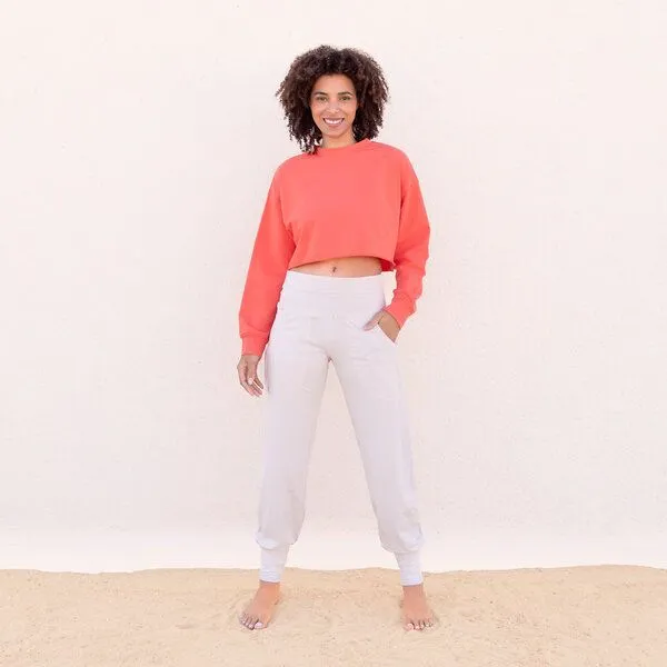 Jaya Jaya ALEX - Damen - kürzer geschnittenes cooles Sweater kommt in superweichem French Terry, Coral/orange, – Produktbild 1 von 1
