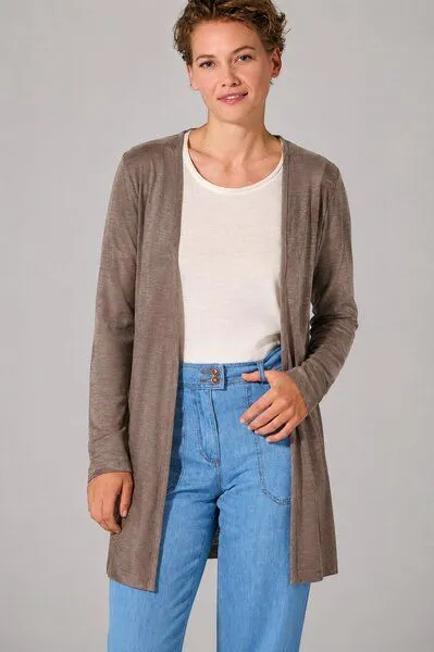HempAge HempAge Lange Jersey Damenjacke Hanf/Biobaumwolle, Dust (braun), – Produktbild 2 von 4