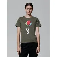 watapparel watapparel T-Shirt Frauen Little Balloon Astronaut, Khaki, – Produktbild 1 von 1