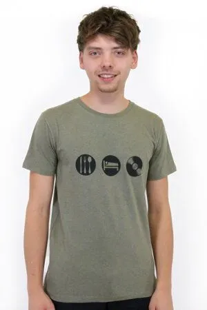 Spangeltangel Spangeltangel T-Shirt "Eat, Sleep, Vinyl", nachhaltig, Vinyl, Herren, Plattenspieler, bedruckt, Grün, – Produktbild 3 von 5