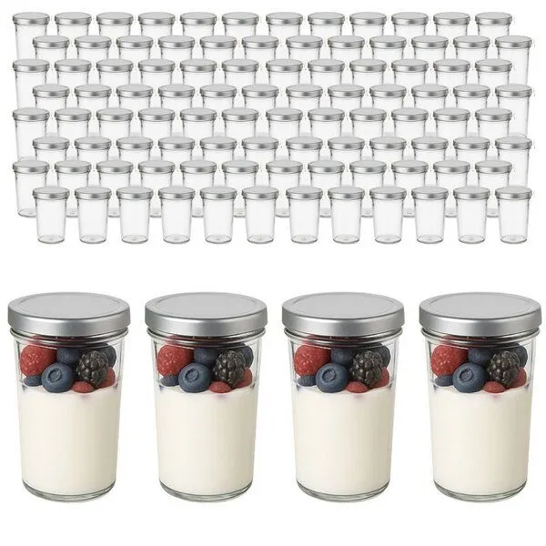 mikken mikken 100 Dessertgläser 150 ml Einmachgläser mit Schraubdeckel, Silber, – Produktbild 1 von 3