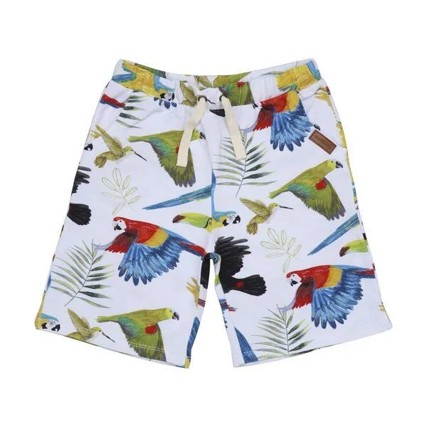 Walkiddy Kleinkinder Shorts GOTS zertifiziert, Bio-Baumwolle, weiß/blau, Allover-Print, weich, elastischer Bund – Walkiddy – Produktbild 1 von 2