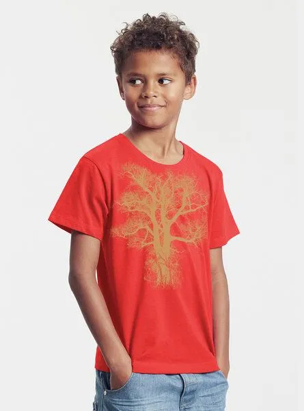 Peaces.bio - handbedruckte Biomode Peaces.bio - handbedruckte Biomode Bio-Kinder T-Shirt Chestnut, Rot, – Produktbild 2 von 2