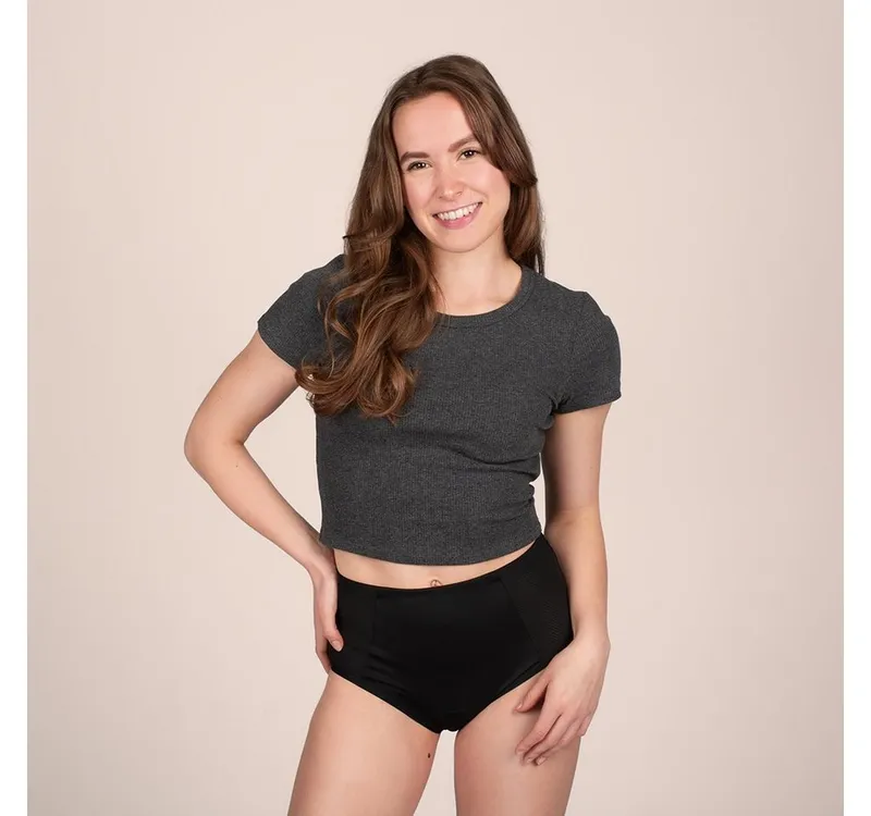 Taynie Taynie Inkontinenzslip Highwaist ultra Inkontinenzunterwäsche / Inkontinenzslip aus Bio Baumwolle, Schwarz, – Produktbild 1 von 5