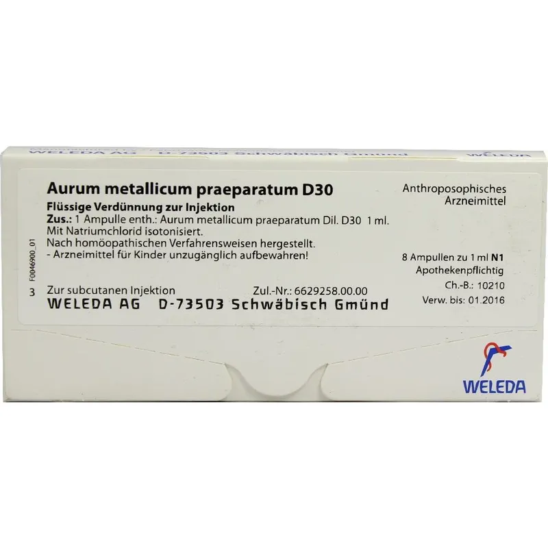 Weleda WELEDA AURUM METALLICUM PRAEPARATUM D 30 Ampullen 8 St Ampullen – Produktbild 1 von 1