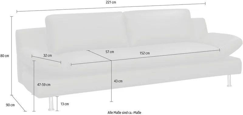 Places of Style 3-Sitzer Redding, in Naturleder, Beige, – Produktbild 3 von 5