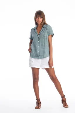 RAVENS VIEW IBIZA RAVENS VIEW IBIZA Damen vegan Leinenhemd Elly Chinois Grün – Produktbild 1 von 1