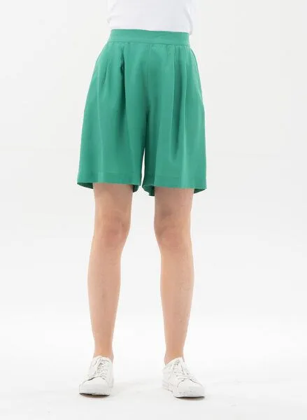ORGANICATION ORGANICATION Shorts aus Tencel mit Bundfalten, Emerald, – Produktbild 1 von 4