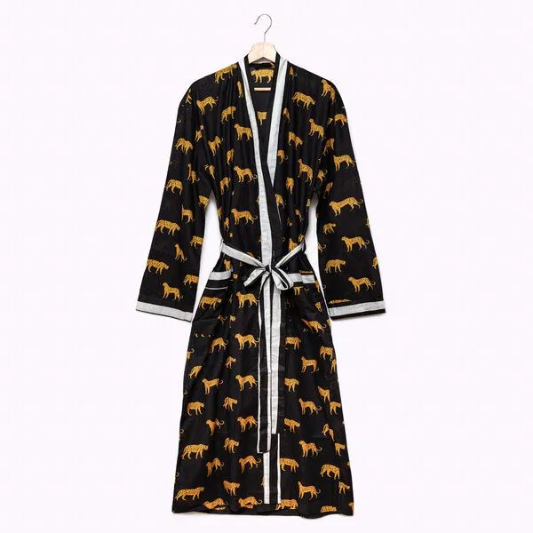 KIKOONI KIKOONI Baumwoll Kimono Cozy K, Black leopard, – Produktbild 1 von 4