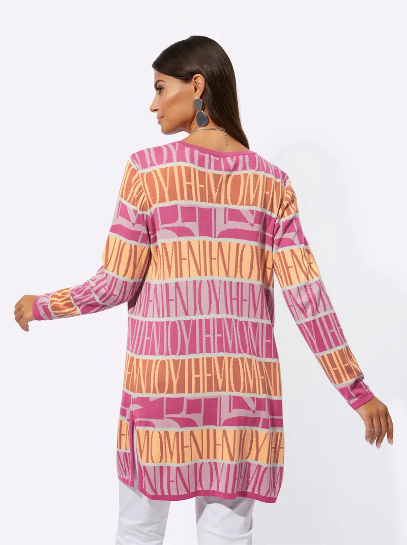 Witt Longstrickjacke, Fuchsia-papaya-gemustert, – Produktbild 2 von 2