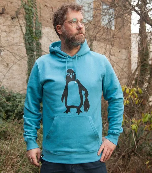 päfjes päfjes Pinguin Paul - Fair Wear Bio Unisex Hoodie / Kapuzenpulli - LightAzur – Produktbild 2 von 4