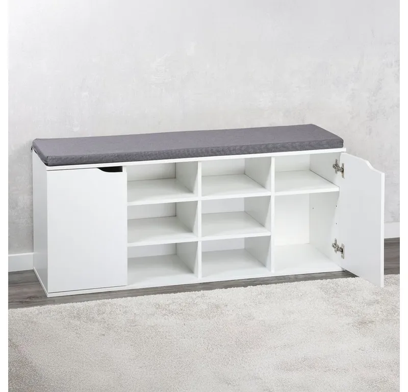 Kesper Kesper Schuhschrank Schuhschrank mit Sitzkissen, 2 Türen, FSC, Weiß, – Produktbild 5 von 5