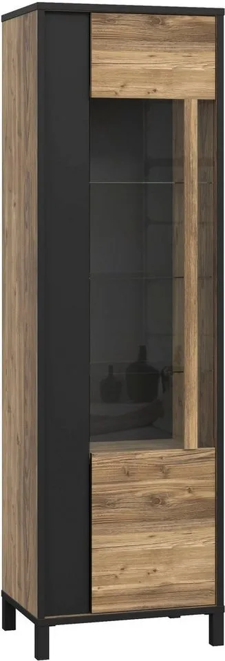 FORTE Vitrine Hayato Höhe ca. 194 cm, Braun|schwarz, – Produktbild 3 von 5
