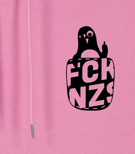 päfjes päfjes Pinguin Paul mag keine Nzs - Fair Wear Unisex Hoodie / Pulli, Rosa, – Produktbild 4 von 4