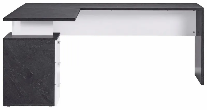 Home affaire Eckschreibtisch New Selina, Schreibtisch, Schubkästen, mit oder ohne Monitoraufsatz, B 180/160 cm, Grau, – Produktbild 3 von 4