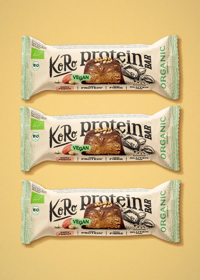 KoRo Vegan Bio Protein Bar Salty Peanut | 3 x 45 g – Produktbild 1 von 5