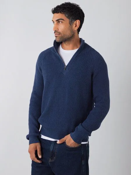 Honest Basics Honest Basics Herren Half-Zip-Strick aus 100% Bio-Baumwolle, Swell, – Produktbild 3 von 4