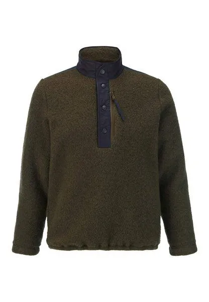 hessnatur hessnatur Wollfleece Troyer Relaxed aus reiner Bio-Merinowolle, Vintage oliv, – Produktbild 3 von 4