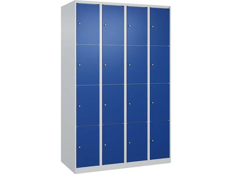 C+P C+P Schließfachschrank Classic PLUS, 16 Fächer, 1850x1200x500mm, Lichtgrau/Enzianblau – Produktbild 1 von 1