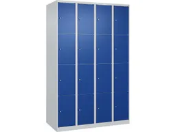 C+P C+P Schließfachschrank Classic PLUS, 16 Fächer, 1850x1200x500mm, Lichtgrau/Enzianblau – Produktbild 1 von 1