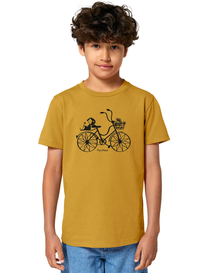 FellHerz Fahrrad-Mädchen Kinder T-Shirt senf - 7-8 Jahre – Produktbild 1 von 1