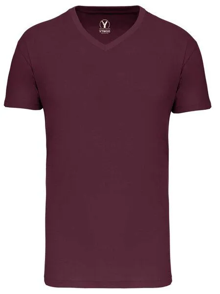 YTWOO YTWOO Basic Herren T-Shirt mit V-Ausschnitt aus Bio-Baumwolle, Wine, – Produktbild 2 von 2