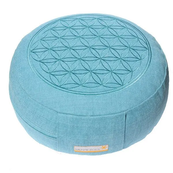 Happy Soul Happy Soul Meditationskissen Leinen Baumwolle, Türkis, – Produktbild 1 von 4