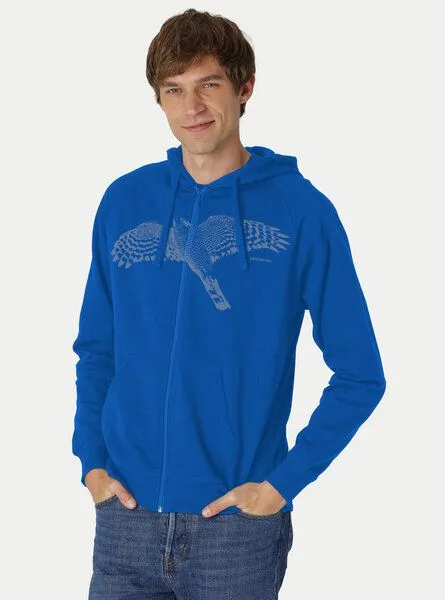 Peaces.bio - handbedruckte Biomode Peaces.bio - handbedruckte Biomode Bio Herren-Zip-Hoodie Sperber, Navy, – Produktbild 2 von 2