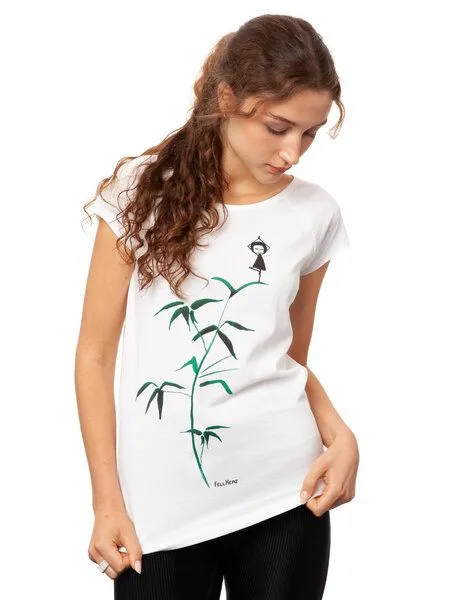 FellHerz FellHerz Damen T-Shirt Yogamädchen, White (weiß), – Produktbild 2 von 5