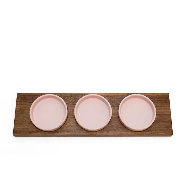klotzaufklotz klotzaufklotz Servierschalen mit Holztablett, Blassrosa, – Produktbild 6 von 8
