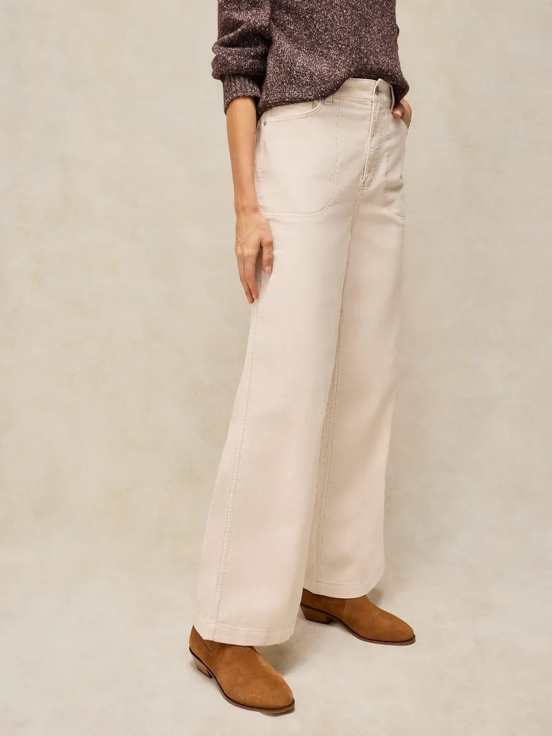 White Stuff Kordhose Tia mit weitem Bein - 34/R, Naturweiß, – Produktbild 3 von 4