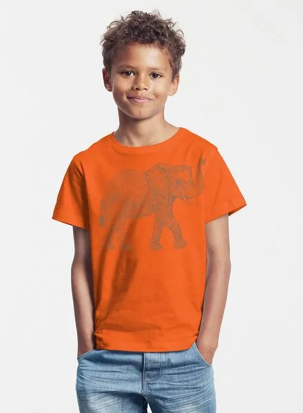 Peaces.bio - handbedruckte Biomode Peaces.bio - handbedruckte Biomode Bio-Kinder T-Shirt "Babyelefant", Orange, – Produktbild 2 von 2