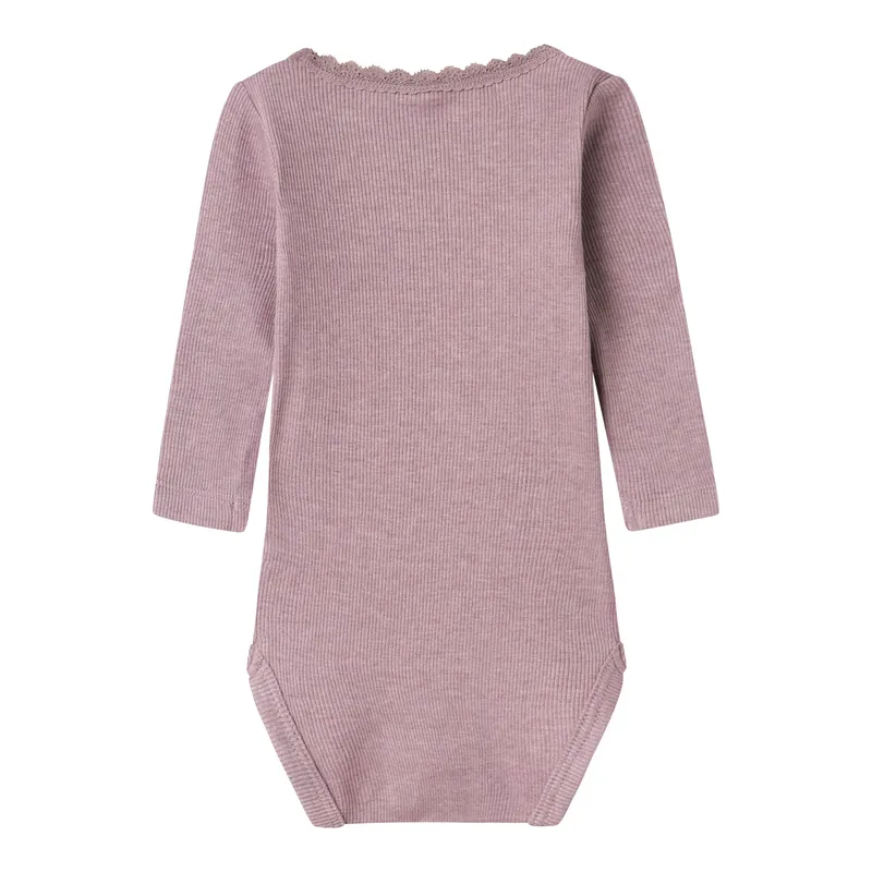 name it Name It Body langarm Rippqualität Spitze, Rosa, – Produktbild 1 von 2