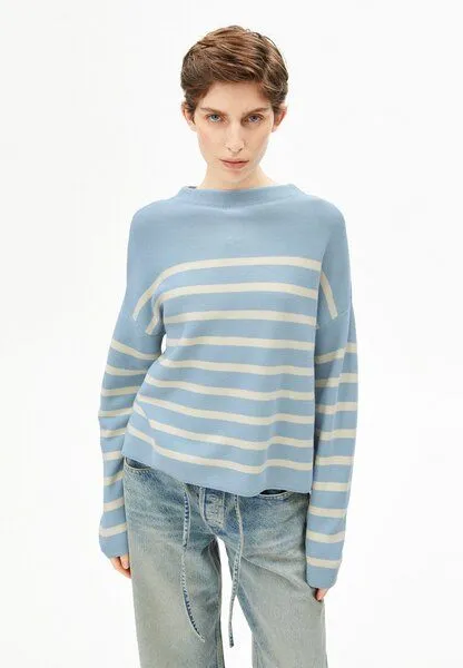 ARMEDANGELS ARMEDANGELS MERINAA STRIPES Damen Strickpullover aus Bio-Baumwolle, Blue glow-oatmilk, – Produktbild 1 von 4